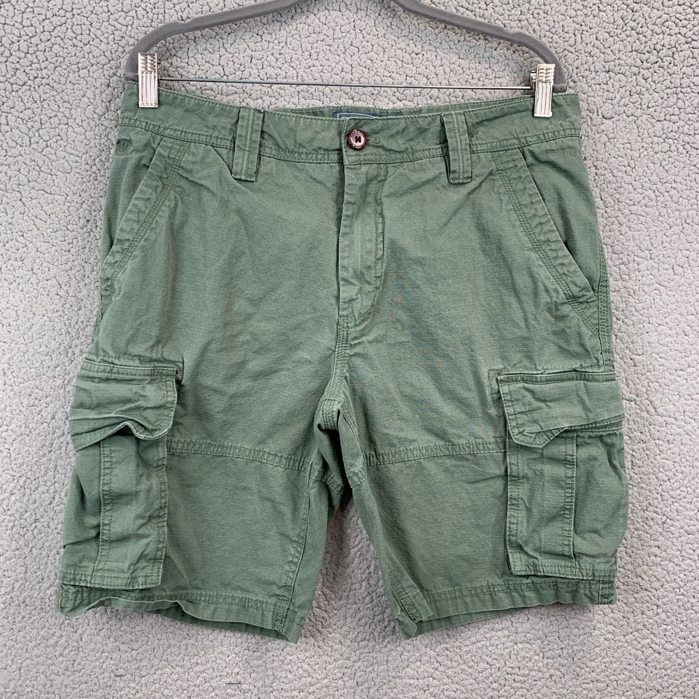Fat Face Shorts Mens 32 Regular Green Cotton Flat Front Cargo Pocket Heavy
